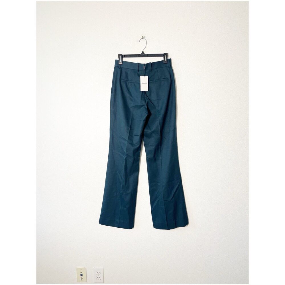 NEW Reiss Jade Wool Blend Wide Leg Suit Trousers Size 2 Pants in Green Designer - Picture 8 of 10